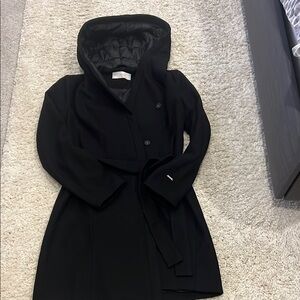 T Tahari Black Hooded Coat